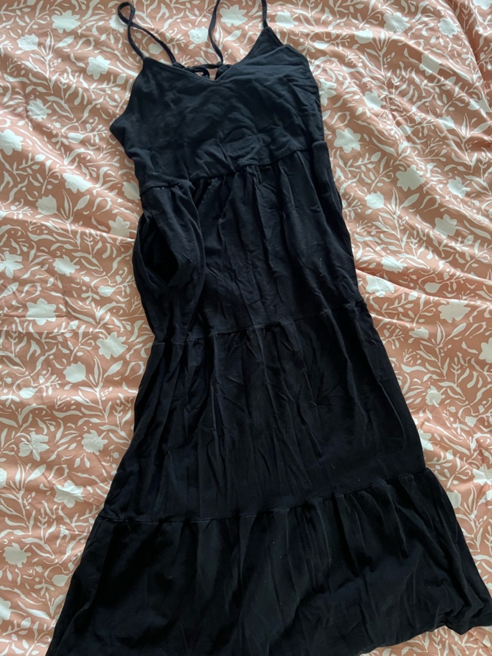 Black Tiered Midi Dress- TALL